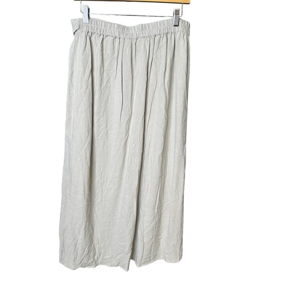 Lole | Linen Blend Wrap Midi Skirt | Beige Oatmeal | Tie Waist | Size M - Picture 4 of 5